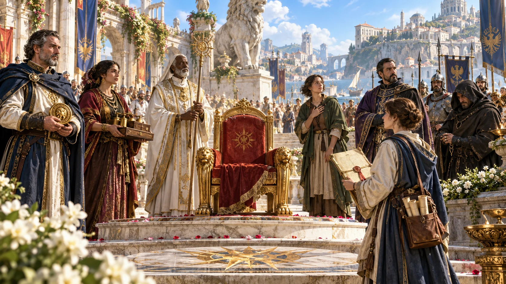 Deputy, factions, temple, merchants, people and outsiders consider the vacant authority